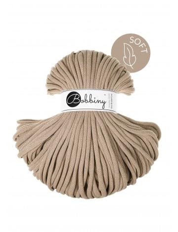 Bobbiny Flechtkordel Jumbo Soft - 8mm - Baumwollkordel Baumwollgarn Garn Kordel Makramee Schnur Kordelband Natur Baumwolle 100m - Sand von ReWu