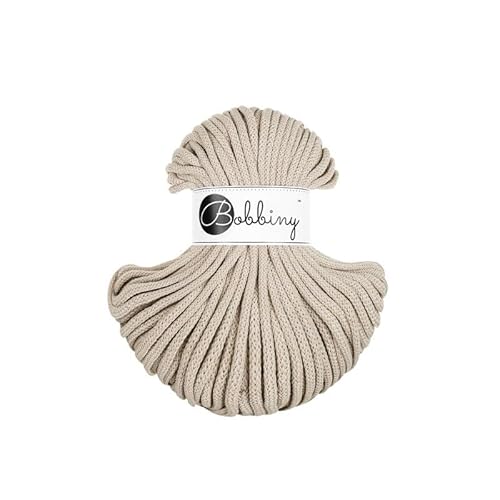 ReWu Bobbiny Premium Baumwoll-Flechtschnur - 5mm x 50m - Vielseitige Makramee-Kordel für Stricken, Weben, DIY-Basteln und Heimdekoration - Hochwertige Bunte Bastelschnur - Beige von ReWu