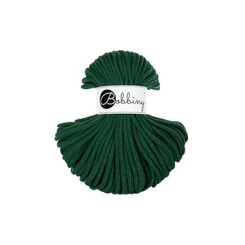 Bobbiny Premium Baumwoll-Flechtschnur - 5mm x 50m - Vielseitige Makramee-Kordel für Stricken, Weben, DIY-Basteln und Heimdekoration - Hochwertige bunte Bastelschnur - Pine Green von ReWu