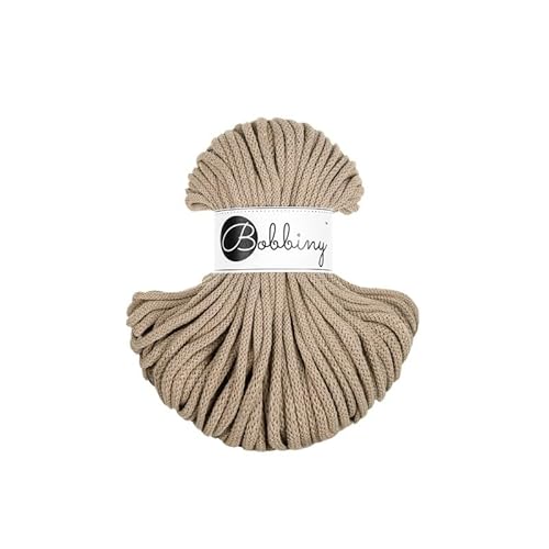 Bobbiny Premium Baumwoll-Flechtschnur - 5mm x 50m - Vielseitige Makramee-Kordel für Stricken, Weben, DIY-Basteln und Heimdekoration - Hochwertige bunte Bastelschnur - Sand von ReWu