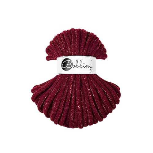 Flechtkordel Jumbo - 9mm - Baumwollkordel Baumwollgarn Garn Kordel Makramee Schnur Kordelband Natur Baumwolle DIY-Basteln 30m - Golden Wine Red von ReWu