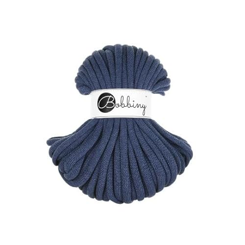 Bobbiny Flechtkordel Jumbo - 9mm - Baumwollkordel Baumwollgarn Garn Kordel Makramee Schnur Kordelband Natur Baumwolle DIY-Basteln 30m - Jeans von ReWu