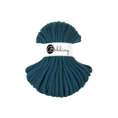 Flechtkordel Jumbo - 9mm - Baumwollkordel Baumwollgarn Garn Kordel Makramee Schnur Kordelband Natur Baumwolle DIY-Basteln 30m - Peacock Blue von ReWu