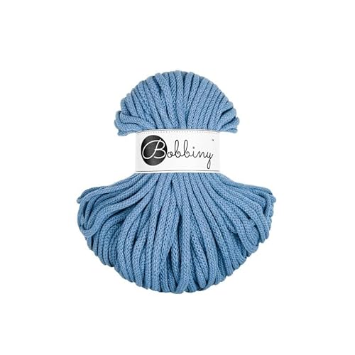 Premium Baumwoll-Flechtschnur - 5mm x 50m - Vielseitige Makramee-Kordel für Stricken, Weben, DIY-Basteln und Heimdekoration - Hochwertige Bunte Bastelschnur - Perfect Blue von ReWu