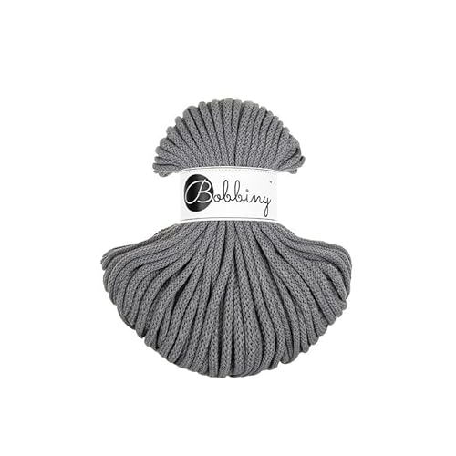 Premium Baumwoll-Flechtschnur - 5mm x 50m - Vielseitige Makramee-Kordel für Stricken, Weben, DIY-Basteln und Heimdekoration - Hochwertige Bunte Bastelschnur - Stone Grey von ReWu