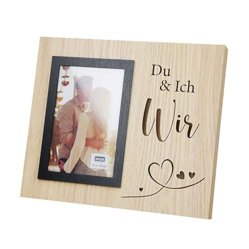 ReWu LED Fotorahmen Du & Ich Wir Bilderrahmen Schriftzug MDF-Holz Aufstellen Aufhängen Liebe Hochzeit Verlobung Valentinstag Geschenkidee Geschenk Wohndekoration Batteriebetrieben (3x AA) von ReWu