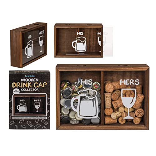 ReWu Wooden Drink Cap Collector Trinkspiel Partyspiel Getränkedeckelsammler SIE VS IHN Wein Bier Partyspaß Jungesellenabschied Geschenkidee 29 x 20 x 7 cm von ReWu