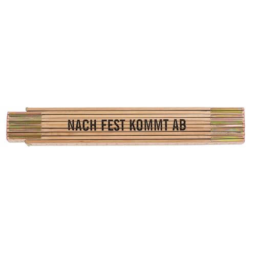 ReWu Zollstock Holz-Zollstock Klassich mit Spruch - Nach Fest Kommt Ab - Gliedermaßstab Meterstab Werkzeug Handwerker Maßstab Vatertag Geschenkidee 2 Meter von ReWu