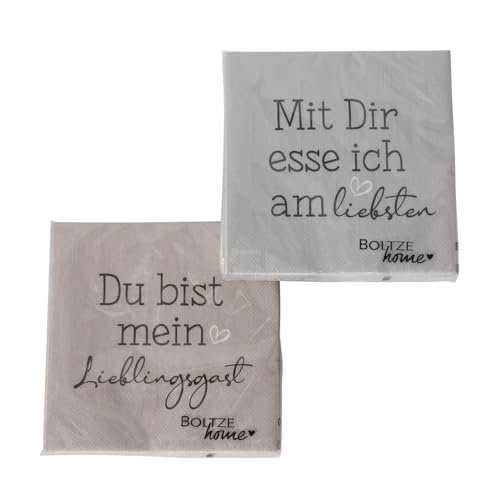 Servietten Lieblingsgast 2er-SET Schriftzug Beige Hellgrau Papierservietten 2x 20 Stück (40 Stück) Spruch Tischdekoration Papiertuch 16,5 x 16,5 cm von ReWu