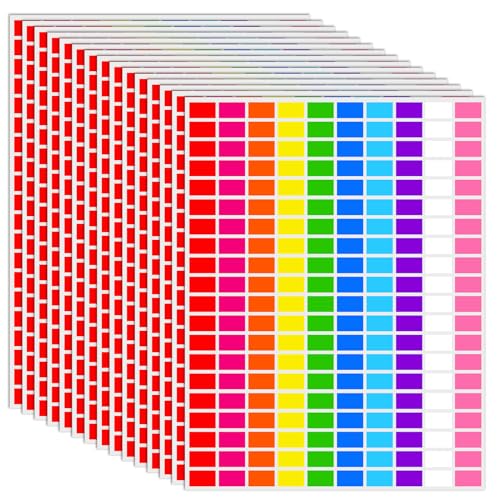 Etiketten Selbstklebend Bunte Rechteckige Klein 3000 Stück Farbig Etiketten Sticker 19 x 13mm Klebeetiketten für Schule Büro Küche von ReaJoys