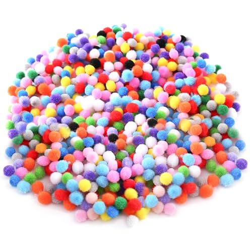 Pompons zum Basteln 2000 Stück Mini Bunte Pompons 10mm Filzkugeln Bunt Pompoms für Partydekoration DIY Kreative Handwerk Herstellung von ReaJoys