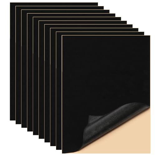 Selbstklebender Samtstoff Schwarz 10 Stück Samt Filzstoff Selbstklebend Velvet Fabric Sheet für Schmuckkästchen Schubladenauskleidung von ReaJoys