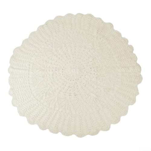 19) Charmantes Platzdeckchen aus Baumwolle, Spitze, rund, für besondere Anlässe (Beige 85–90 cm) von ReachMall