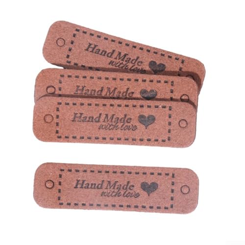 Lederanhänger mit Aufdruck "Handmade with Love", perfekt zum Basteln und Nähen, 20 Stück von ReachMall