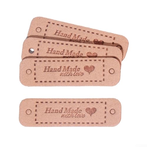 Lederanhänger mit Aufdruck "Handmade with Love", perfekt zum Basteln und Nähen, 20 Stück von ReachMall