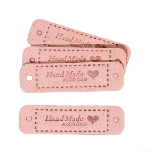 Lederanhänger mit Aufdruck "Handmade with Love", perfekt zum Basteln und Nähen, 20 Stück von ReachMall