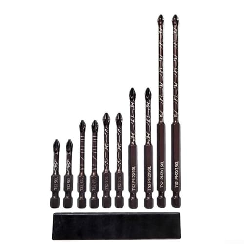 Magnetisches Schraubendreher-Bit-Set, 10 Stück, Kreuz-Magnetschraubendreher-Bits, 50–150 mm, PH2 legierter Stahl, rutschfest, lange Bohrer von ReachMall