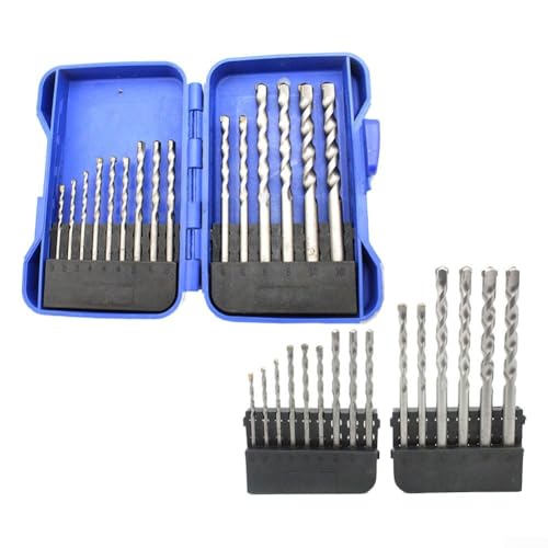 Steinbohrer, Hartmetall-Betonbohrer, vielseitiges Hartmetall-Betonbohrer-Set, mit rundem Schaft, für Beton, Ziegel, Glas, Fliesen, 15 Stück von ReachMall