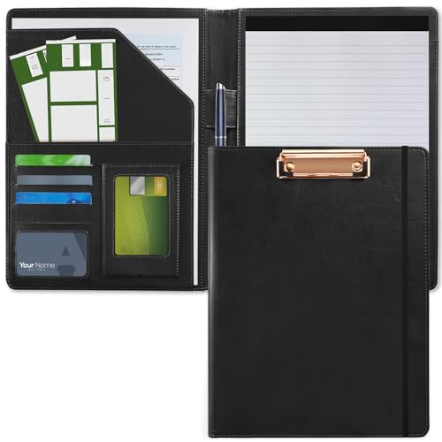 Realand Portfolio-Padfolio-Organizer, Ordner, Business-Lebenslauf-Portfolio, Klemmbrettmappe für Notizblock, Rechtsblockhalter, Briefgröße, A4, Leder-Portfolio, Padfolio für Männer und Frauen, Schwarz von Realand