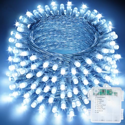 LED Lichterkette Innen Außen, 21M & 210LEDs Batterie Weihnachtsbaum Lichterkette, 8 Modi IP44 Wasserdicht Fairy Lights mit Timer, für weihnachten, Innen, Außen, Garten, Party, Hochzeit - kaltweiß von Realky