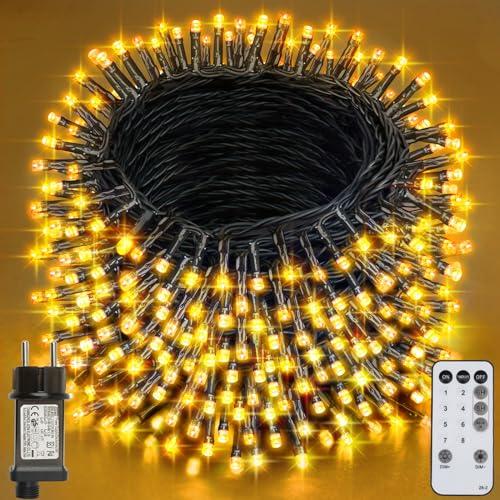 LED Lichterkette Innen Außen, 520LEDs & 62.2M Lichterkette Weihnachtsbaum, 8 Modi IP44 Wasserdicht Fairy Lights mit Fernbedienung und Timer, für Weihnachten, Garten, Party, Hochzeit - Warmweiß von Realky