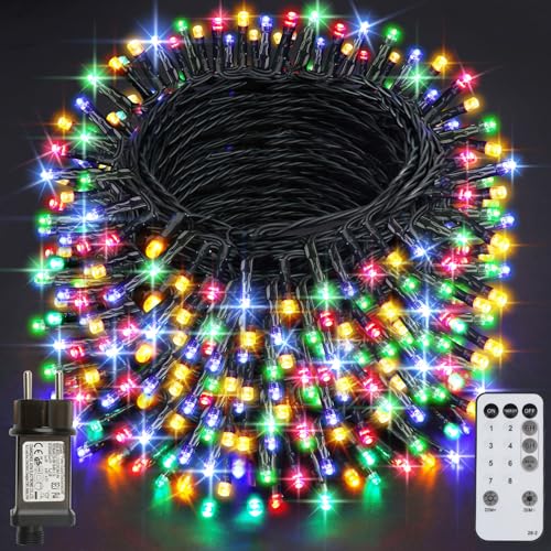 LED Lichterkette Innen Außen, 520er LED Lichterkette Weihnachtsbaum, 8 Modi IP44 Wasserdicht Fairy Lights mit Fernbedienung und Timer, für Weihnachten, Innen, Außen, Garten, Party, Hochzeit - RGB von Realky