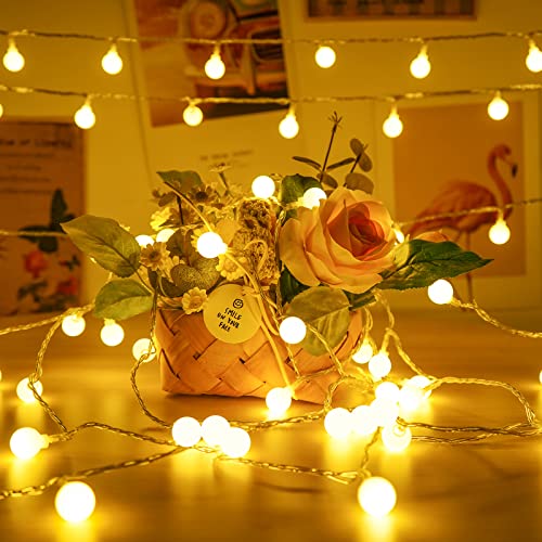 LED Lichterkette Strombetrieben,23M Lichterkette Kugel warmweiß mit Stecker für Außen und Innen,IP65 Wasserdicht Lichterketten mit Dimmbar Fernbedienung,Ideal für Zimmer,Weihnachten,Party,Garten von Realky