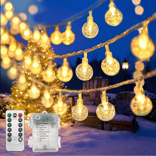 Led Lichterkette Außen Innen Weihnachtsbaum -12.5M 80 Led Lichterkette mit Batterie Fernbedienung Timer Outdoor Weihnachtsbeleuchtung für Weihnachtsbaum Saisonale Party Balkon Fenster Weihnachten Deko von Realky