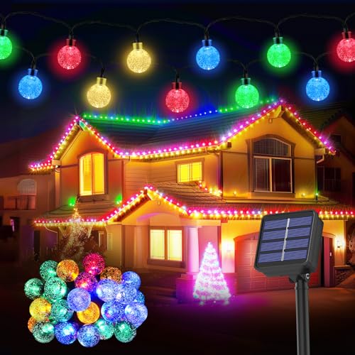 Lichterkette Außen Solar Wetterfest, 30 LED 8,1M 26,6Ft 8 Modi IP65 Bunt Outdoor Solarlichterkette Aussen Wetterfest Solar Lampions für Balkon Terassen Garten Bäume Weihnachten Partys Dekorationen von Realky