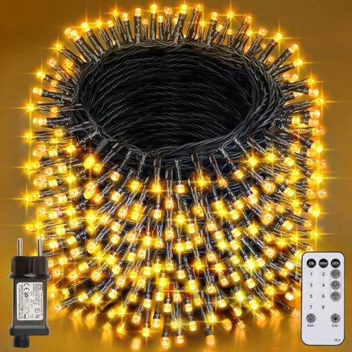 Realky 800er LED Lichterkette Weihnachtsbaum, 8 Modi IP44 Wasserdicht Fairy Lights mit Fernbedienung und Timer, für Weihnachten, Innen, Außen, Garten, Party, Hochzeit - Warmweiß von Realky