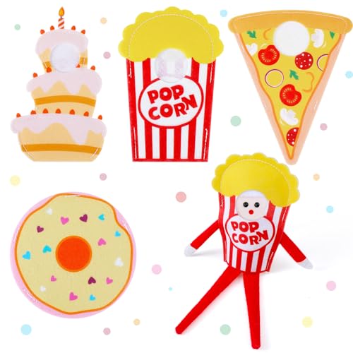 Realspring 4 Stück Elfenzubehör Kleidung Puppe Pop Corn Dount Pizza Kuchen Outfits für Elfenpuppe Weihnachten Elf Outfits Elf Puppe Kleidung für Elfenpuppe Dekorationen, Puppe ist nicht im von Realspring