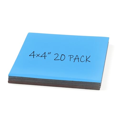 Realth Magnetstreifen Beschreibbar | 20 Stück 10CM x 10CM Blau | Wiederverwendbar und löschbar | für Klassenzimmer Home Office Whiteboard Kühlschrank Crafts Namensschilder(RML3530B) von Realth