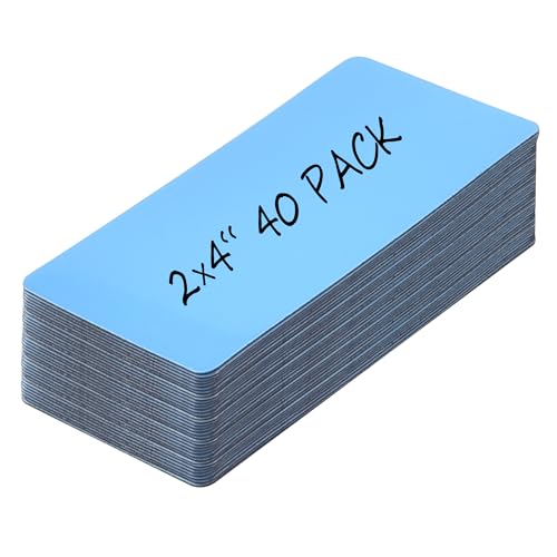 Realth Magnetstreifen Beschreibbar | 40 Stück 5CM x 10CM Blau | Wiederverwendbar und löschbar | für Klassenzimmer Home Office Whiteboard Kühlschrank Crafts Namensschilder(RML4430B) von Realth