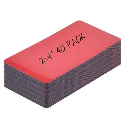 Realth Magnetstreifen Beschreibbar | 40 Stück 5CM x 10CM Rot | Wiederverwendbar und löschbar | für Klassenzimmer Home Office Whiteboard Kühlschrank Crafts Namensschilder(RML4430R) von Realth