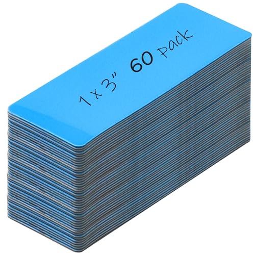 Realth Magnetstreifen Beschreibbar | 60 Stück 2.5CM x 7.6CM Blau | Wiederverwendbar und löschbar | für Klassenzimmer Home Office Whiteboard Kühlschrank Crafts Namensschilder(RML1360B) von Realth