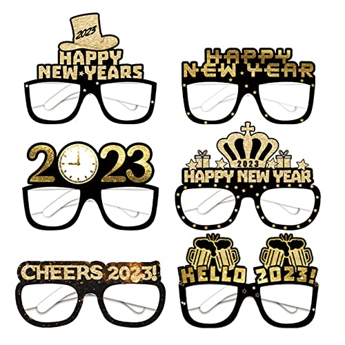 Happy New Year Brillen Schwarze Papierbrille Glitzer Brille Party Brille Foto Weihnachten Dekorationen 3D Happy New Year Brille Schwarz Papierbrille Glitzer Party von Rebellious