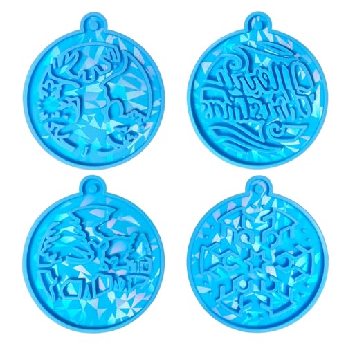 Packung Mit 4 Holografischen Weihnachtsbaum Charm Formen Epoxidharz Hängeanhänger Form Feiertags Ornament Bastelformen von Rebellious