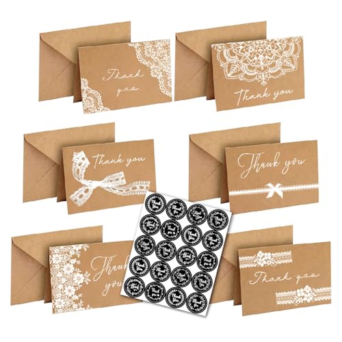 Rebellious 18pcs Vielen Dank Karten Mit Passender Umschlag Und Aufkleber Für Hochzeit Spitzen Begrüßungskarte 4x6inch Danke Karten von Rebellious