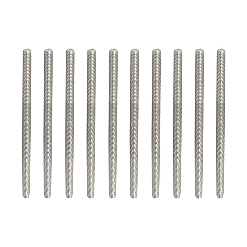 Rebower 10 Stück Vollgewindestange 304 Edelstahl Stangenbolzen, [für Klemmen und U-Bolzen] – M4 x 80 mm Außengewinde/Silber Farbton von Rebower