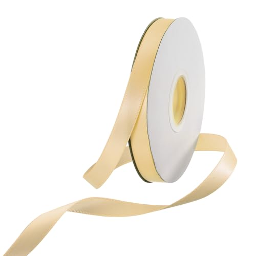 Rebower 100 Yard/300ft Satinband Dickes beidseitiges Grosgrain-Seidenband, [für Geschenkverpackung, Haarschleifen, Hochzeit, Kuchen, Blumen] - 3/8"(1cm)/Champagner von Rebower