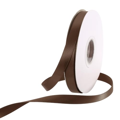 Rebower 100 Yard/300ft Satinband Dickes beidseitiges Grosgrain-Seidenband, [für Geschenkverpackung, Haarschleifen, Hochzeit, Kuchen, Blumen] - 3/8"(1cm)/Kaffee von Rebower