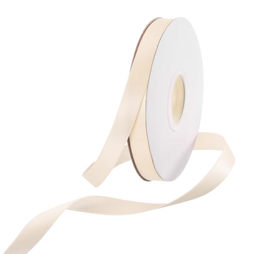 Rebower 25 Yard/75ft Satinband Dickes beidseitiges Grosgrain-Seidenband, [für Geschenkverpackung, Haarschleifen, Hochzeit, Kuchen, Blumen] - 3/8"(1cm)/Beige von Rebower