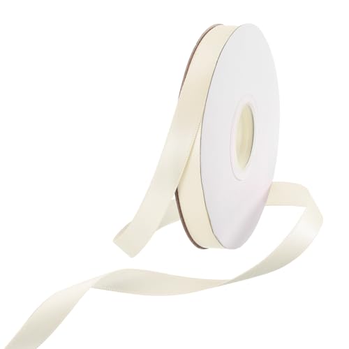 Rebower 25 Yard/75ft Satinband Dickes beidseitiges Grosgrain-Seidenband, [für Geschenkverpackung, Haarschleifen, Hochzeit, Kuchen, Blumen] - 3/8"(1cm)/Cremeweiß von Rebower