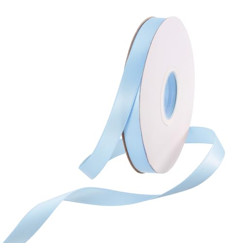 Rebower 25 Yard/75ft Satinband Dickes beidseitiges Grosgrain-Seidenband, [für Geschenkverpackung, Haarschleifen, Hochzeit, Kuchen, Blumen] - 3/8"(1cm)/Hellblau von Rebower