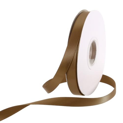 Rebower 25 Yard/75ft Satinband Dickes beidseitiges Grosgrain-Seidenband, [für Geschenkverpackung, Haarschleifen, Hochzeit, Kuchen, Blumen] - 3/8"(1cm)/Hellbraun von Rebower