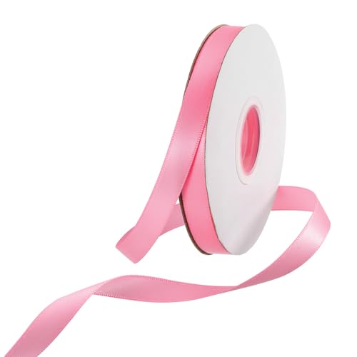 Rebower 25 Yard/75ft Satinband Dickes beidseitiges Grosgrain-Seidenband, [für Geschenkverpackung, Haarschleifen, Hochzeit, Kuchen, Blumen] - 3/8"(1cm)/Pink von Rebower