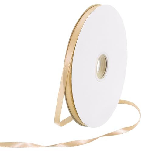 Rebower 70 Yard/210ft Satinband Dickes beidseitiges Grosgrain-Seidenband, [für Geschenkverpackung, Haarschleifen, Hochzeit, Kuchen, Blumen] - 1/4"(6mm)/Champagner von Rebower