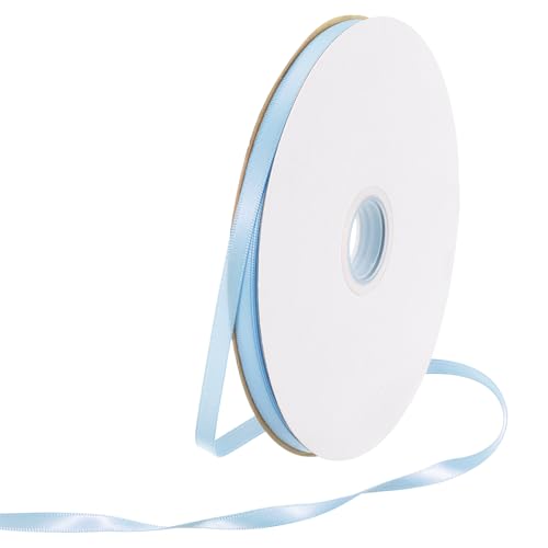 Rebower 70 Yard/210ft Satinband Dickes beidseitiges Grosgrain-Seidenband, [für Geschenkverpackung, Haarschleifen, Hochzeit, Kuchen, Blumen] - 1/4"(6mm)/Hellblau von Rebower