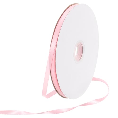 Rebower 70 Yard/210ft Satinband Dickes beidseitiges Grosgrain-Seidenband, [für Geschenkverpackung, Haarschleifen, Hochzeit, Kuchen, Blumen] - 1/4"(6mm)/Hellrosa von Rebower