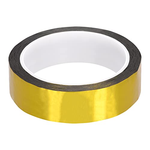 Rebower Metallisiertes Polyester Folien Band Dekoratives Klebeband Spiegel Klebe Band [für Zierleisten DIY Grafik Kunst Zubehör] - 0.98" x 55 Yards/Goldton / 1 Stk von Rebower